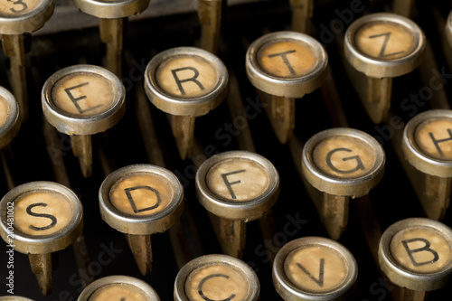 Close up of vintage typewriter keys