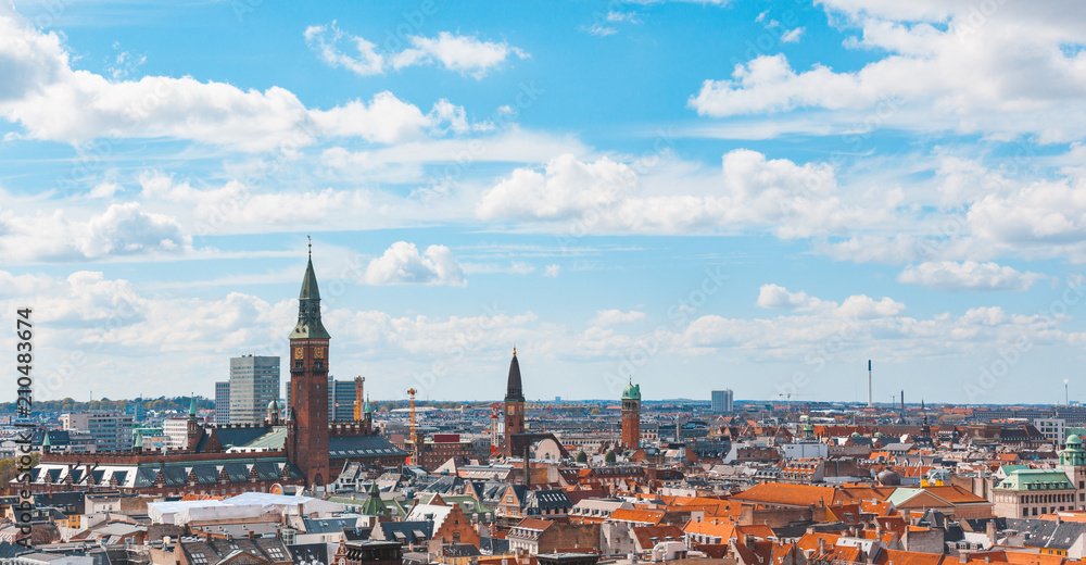 Copenhagen city panoramic and aerial view