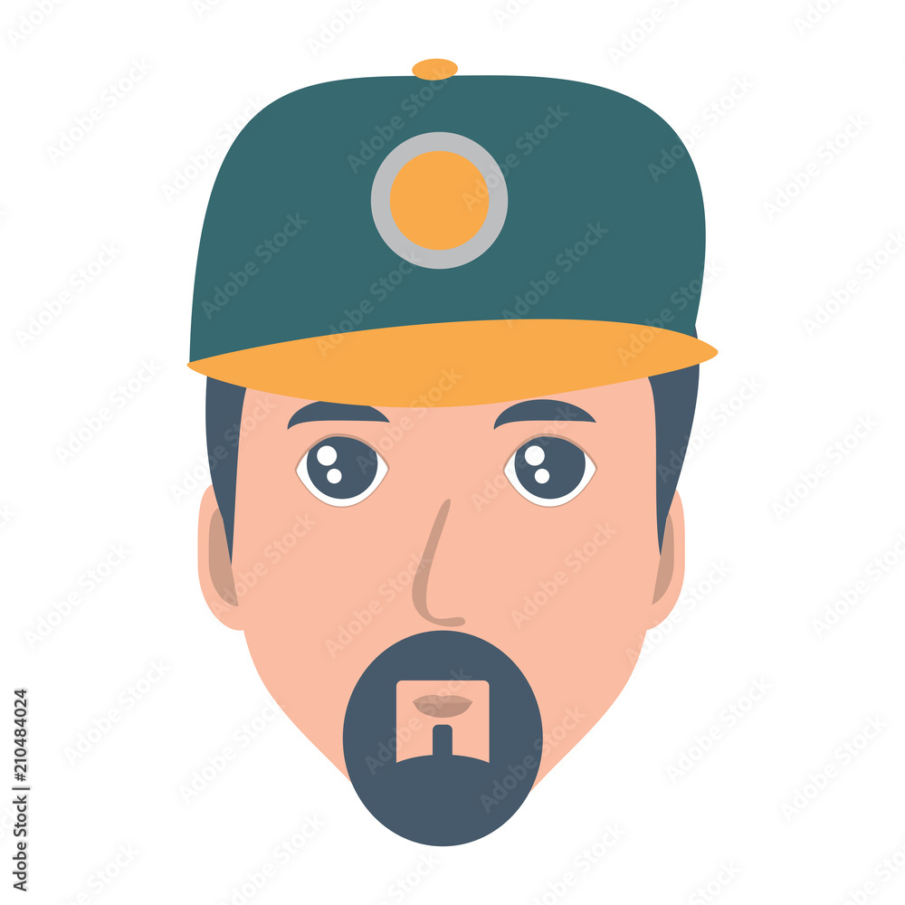 cartoon man with beard and wearing a cap icon over white background, vector illustration cartoon man with beard and wearing a cap icon over white background, vector illustration