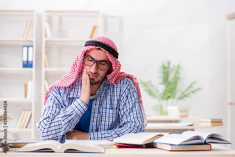 Arab student preparing for university exams Arab student preparing for university exams