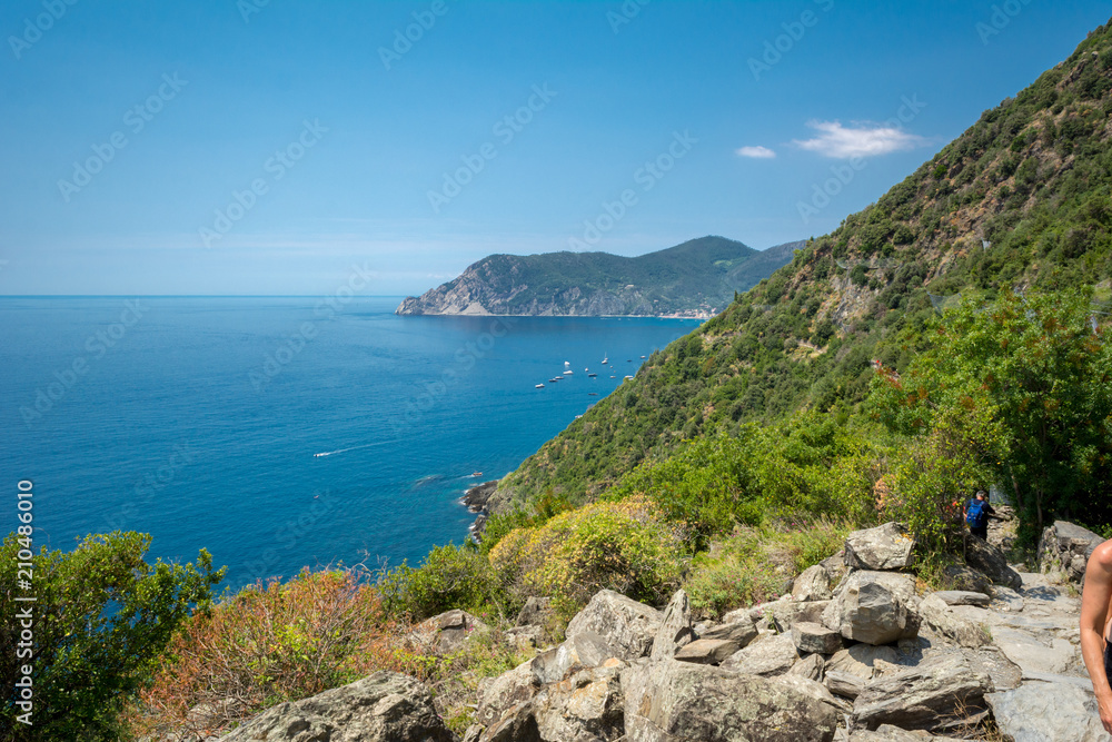 Horizontal View of the Path between Corniglia and Vernazza at Summer.