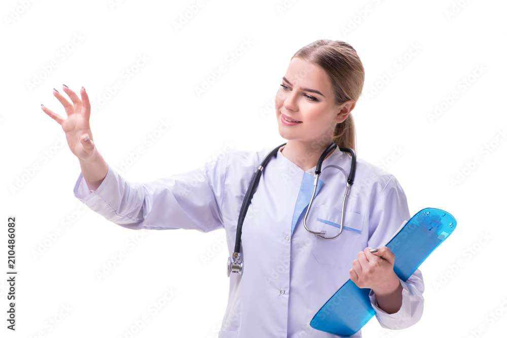 Young woman doctor isolated on white background Young woman doctor isolated on white background