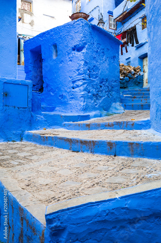 amazing stairs in between blue adobe buildings   chefchaouen, morocco © vorkaPICTURE