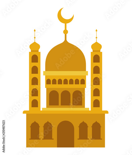 arabic castle tower with moon vector illustration design