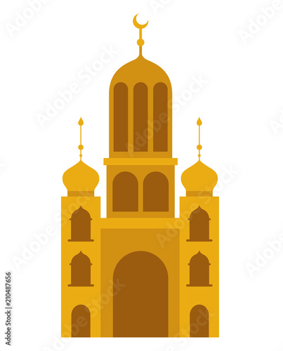 arabic castle tower with moon vector illustration design