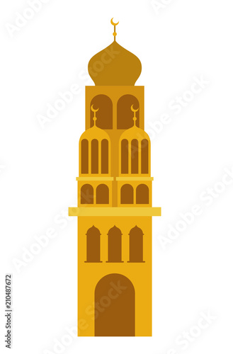 arabic castle tower with moon vector illustration design