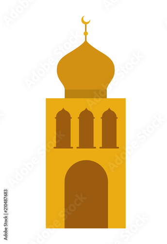 arabic castle tower with moon vector illustration design