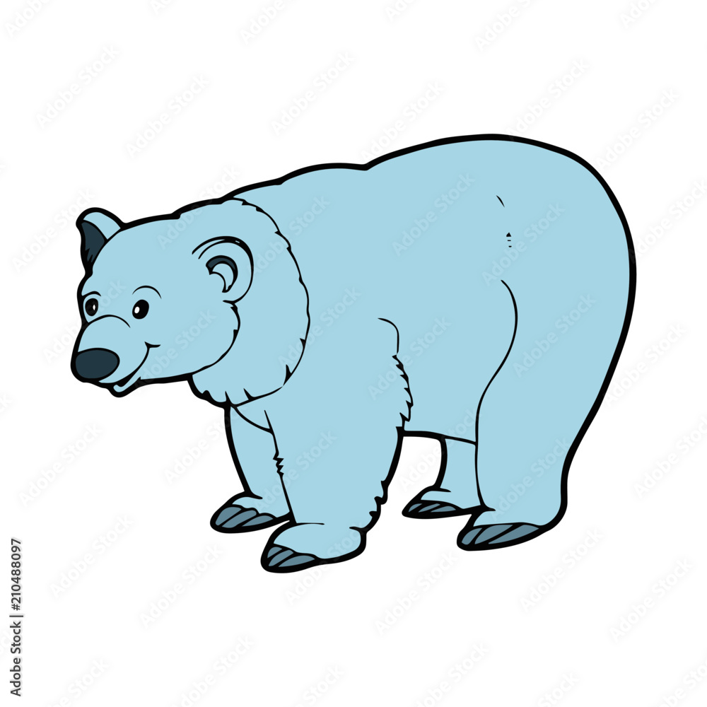 Polar Bear cartoon illustration isolated on white background for children color book