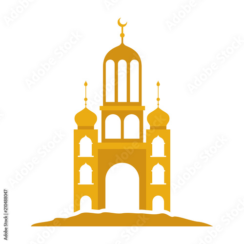 arabic castle tower with moon vector illustration design