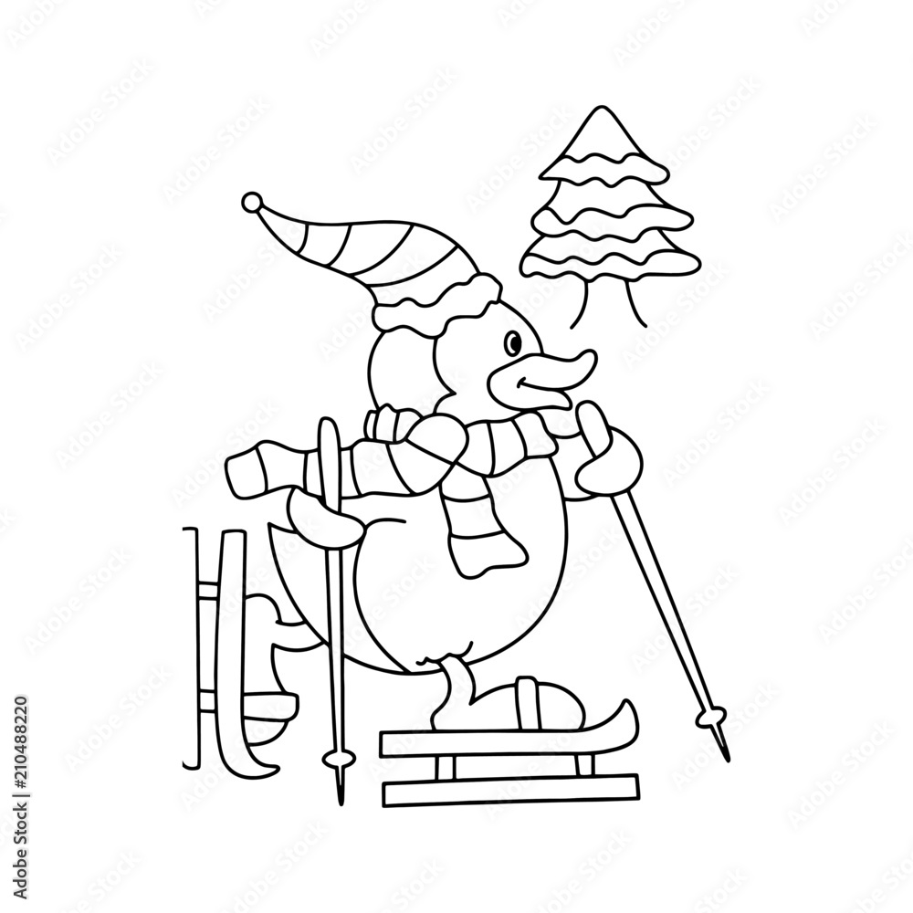 Obraz premium Penguin cartoon illustration isolated on white background for children color book
