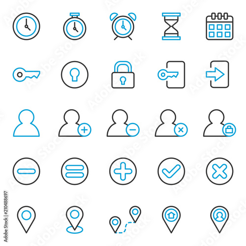 Simple Set of Basic UI - UX Software Related Vector Line Icons. Contains such Icons as Website, Web Ecommerce, Schedule, Mobile App, Startup Pictogram asset Editable Stroke. Pixel Perfect
