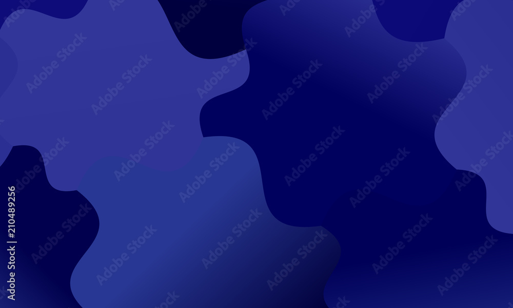 Dark blue background with wavy shapes, lines. Geometric pattern, backdrop. Typographic design 