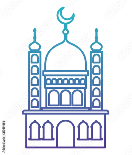 arabic castle tower with moon vector illustration design