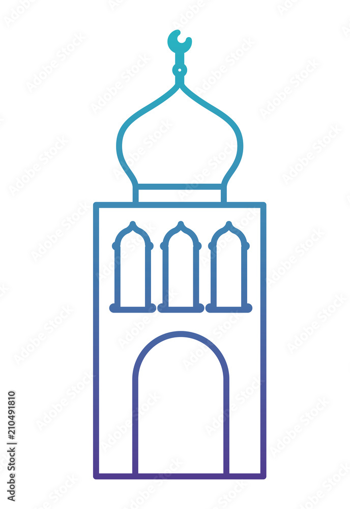 arabic castle tower with moon vector illustration design arabic castle tower with moon vector illustration design