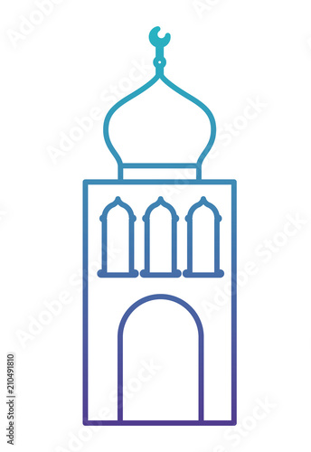 arabic castle tower with moon vector illustration design