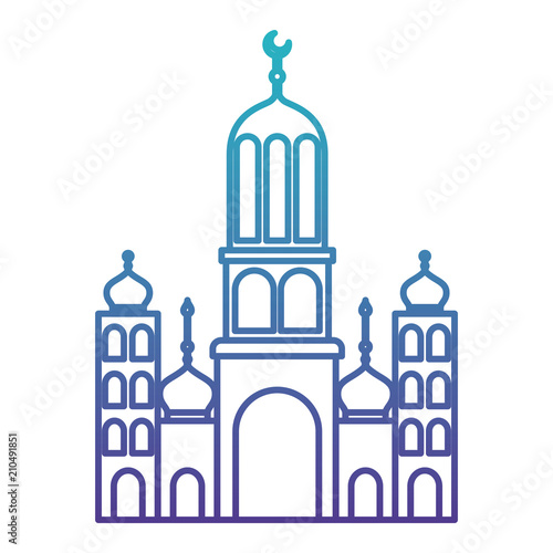 arabic castle tower with moon vector illustration design