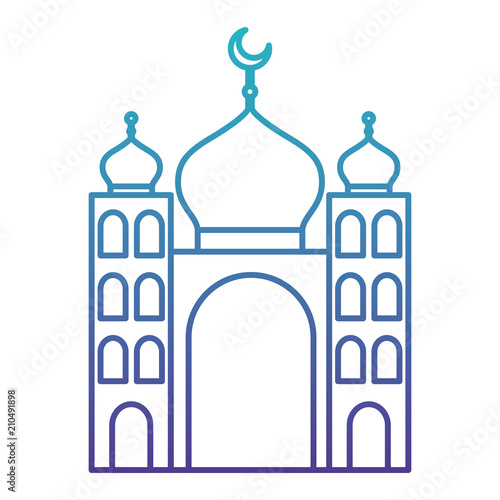 arabic castle tower with moon vector illustration design