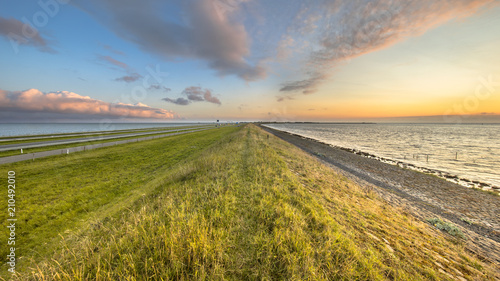 Afsluitdijk dutch dike sunset landscape