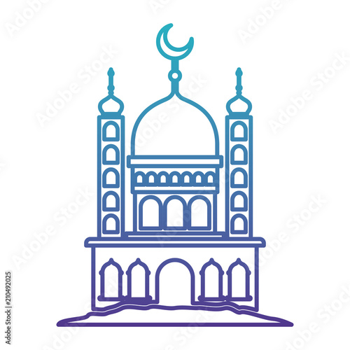 arabic castle tower with moon vector illustration design