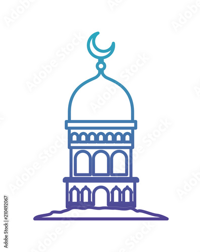 arabic castle tower with moon vector illustration design