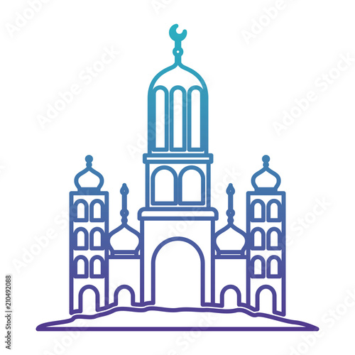 arabic castle tower with moon vector illustration design