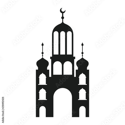 arabic castle tower with moon vector illustration design