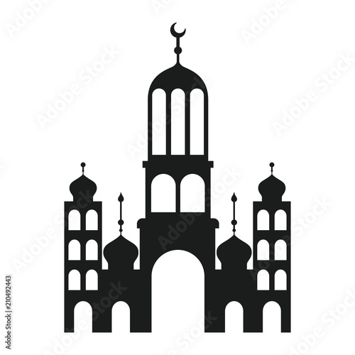 arabic castle tower with moon vector illustration design