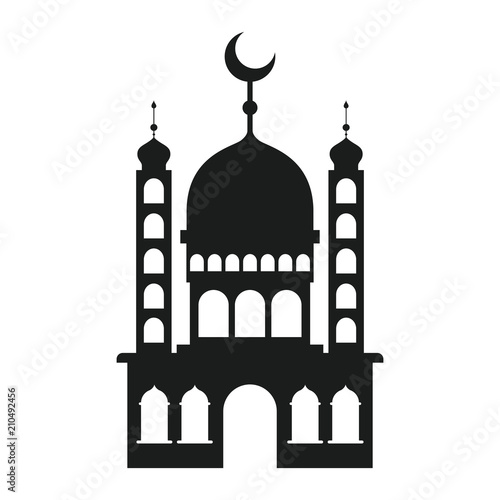 arabic castle tower with moon vector illustration design