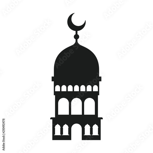 arabic castle tower with moon vector illustration design