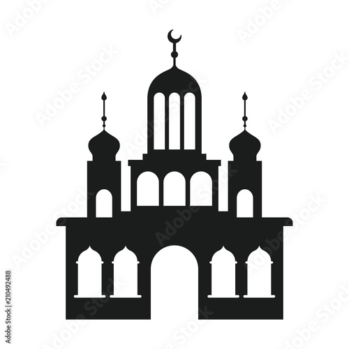 arabic castle tower with moon vector illustration design