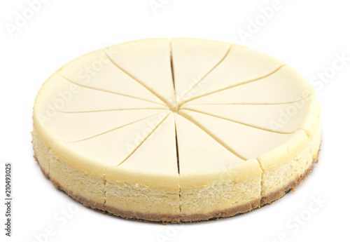 Plain New York Style Cheese Cake on a White Background photo