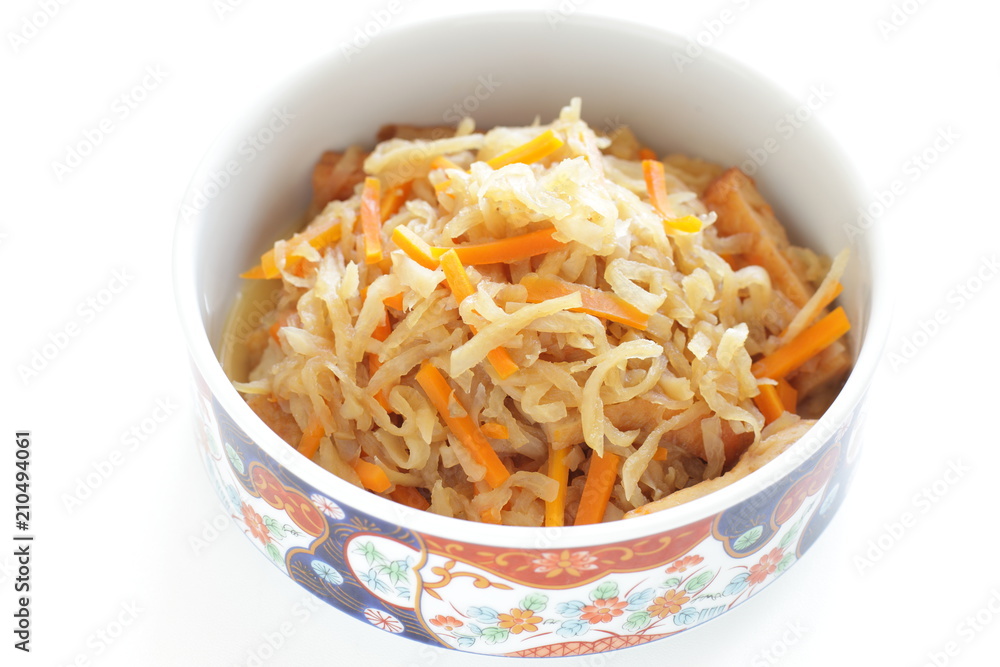Japanese food, dried radish simmered with shiitake mushroom