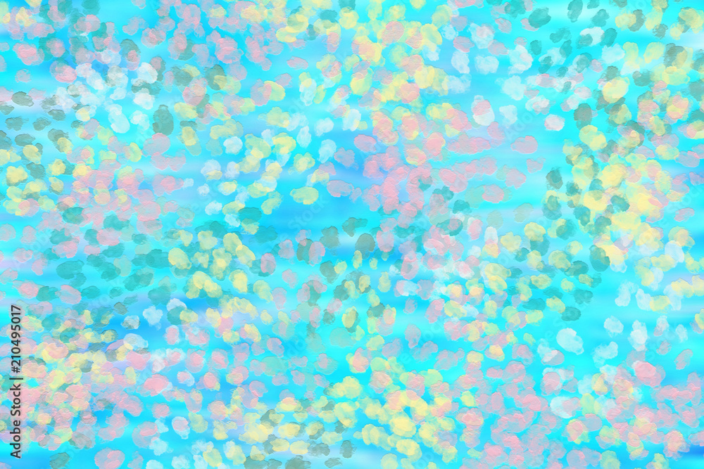 blue light with yellow, pink and green pastel  color abstract wallpaper  art background