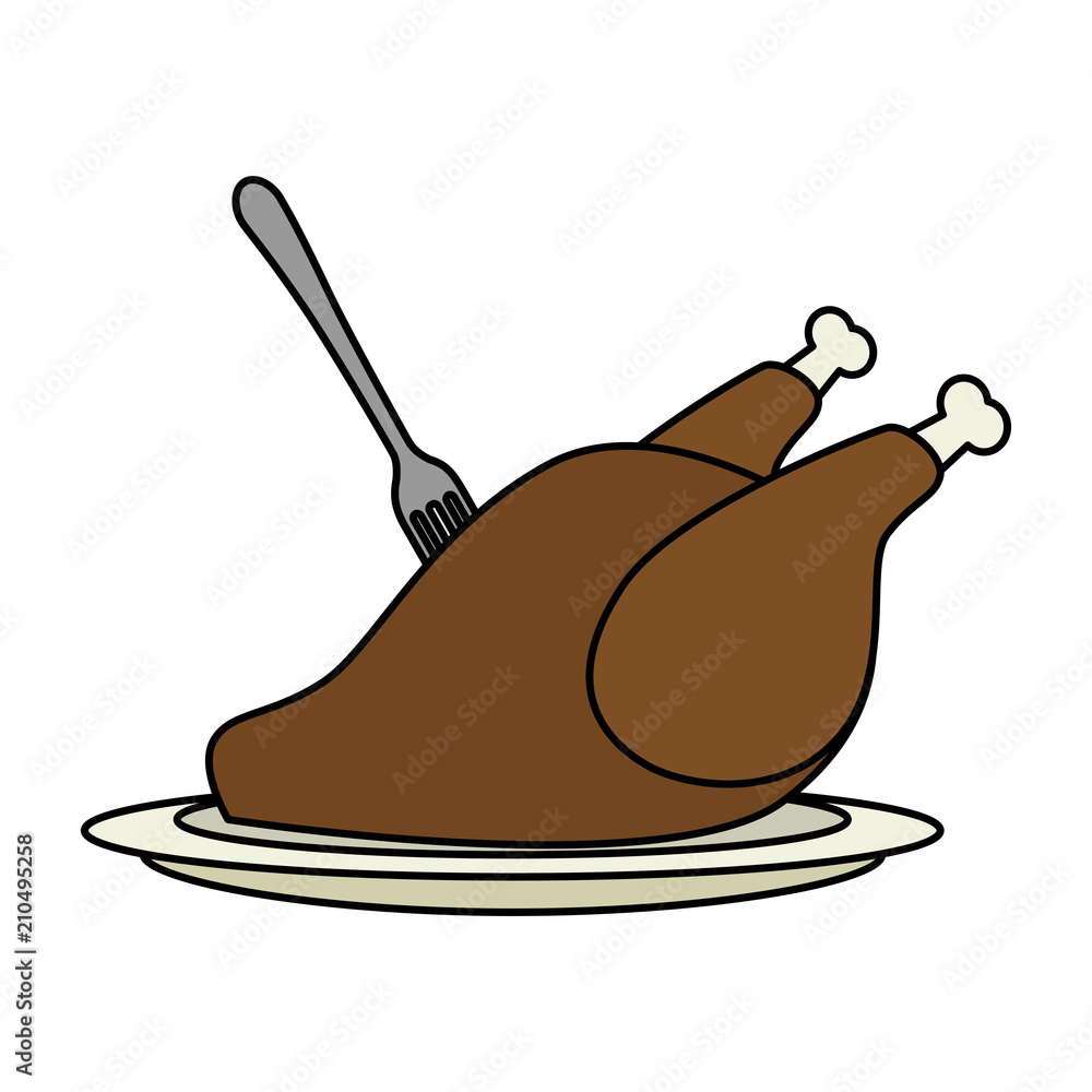dish with delicious chicken meat and fork vector illustration design dish with delicious chicken meat and fork vector illustration design