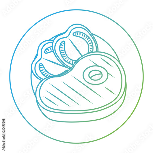 delicious beef steak with tomatoes vector illustration design