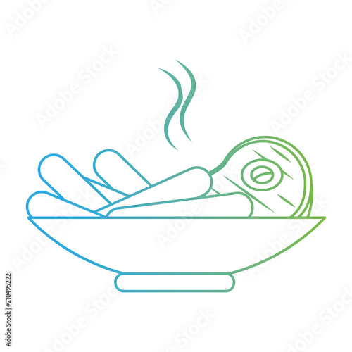 delicious beef steak with sausages vector illustration design