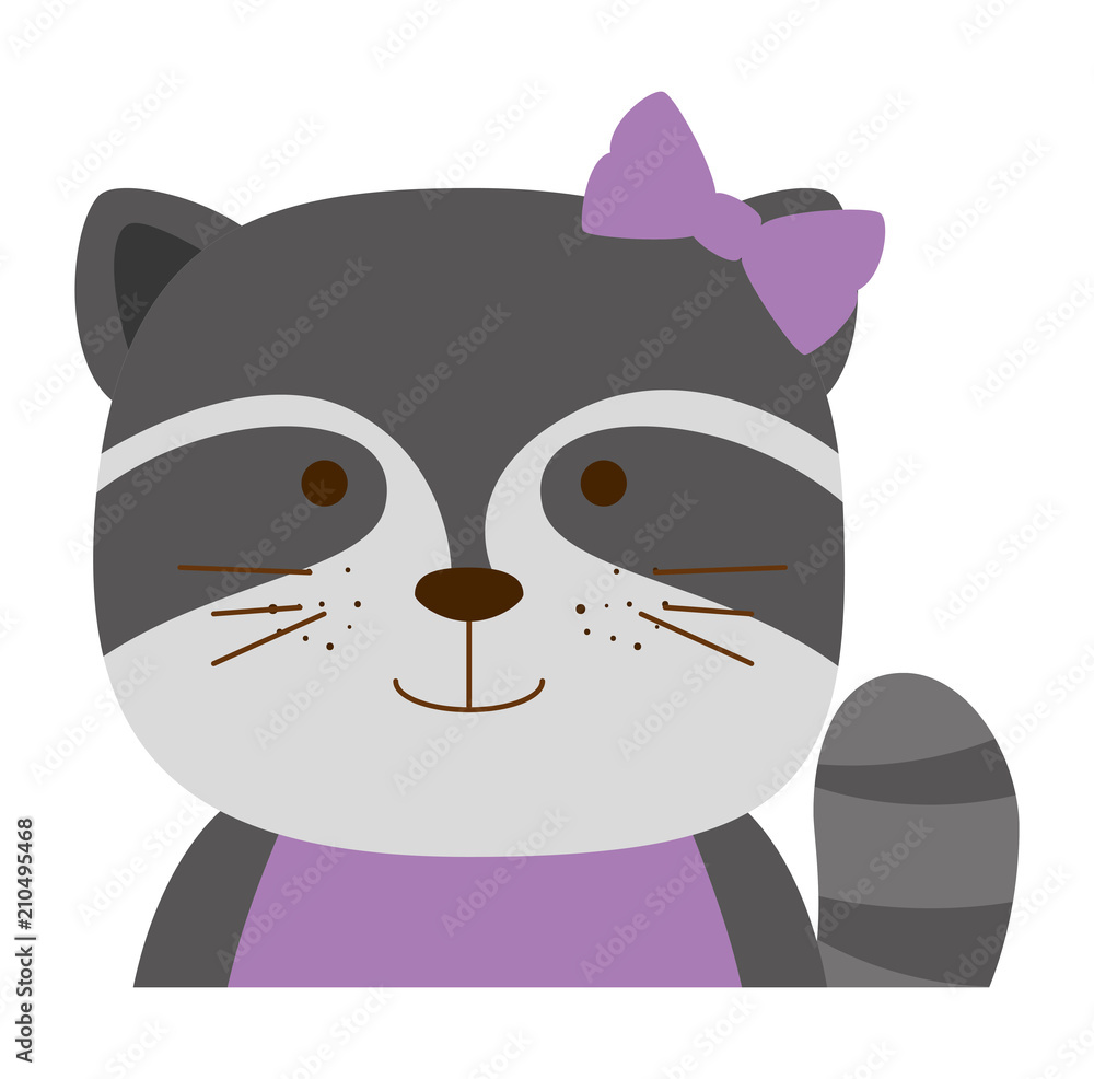 Obraz cute raccoon female character icon vector illustration design