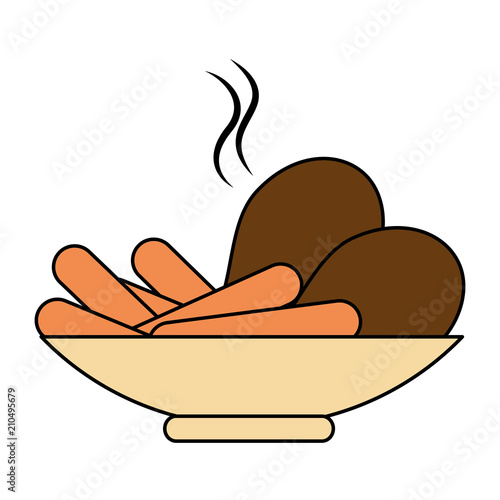 drumsticks chicken and sausages vector illustration design