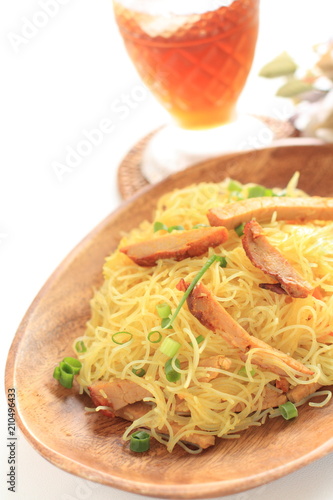 Homemade Singapore stir fried rice noodles