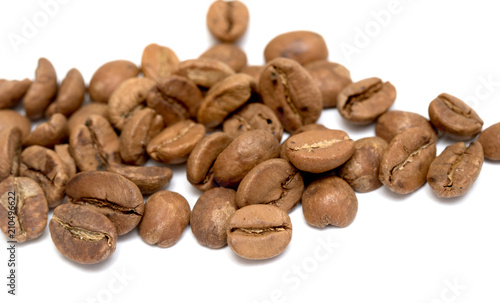 coffee grains roasted on a white background