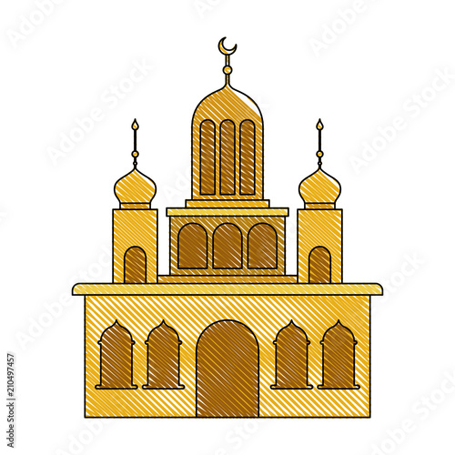 arabic castle tower with moon vector illustration design