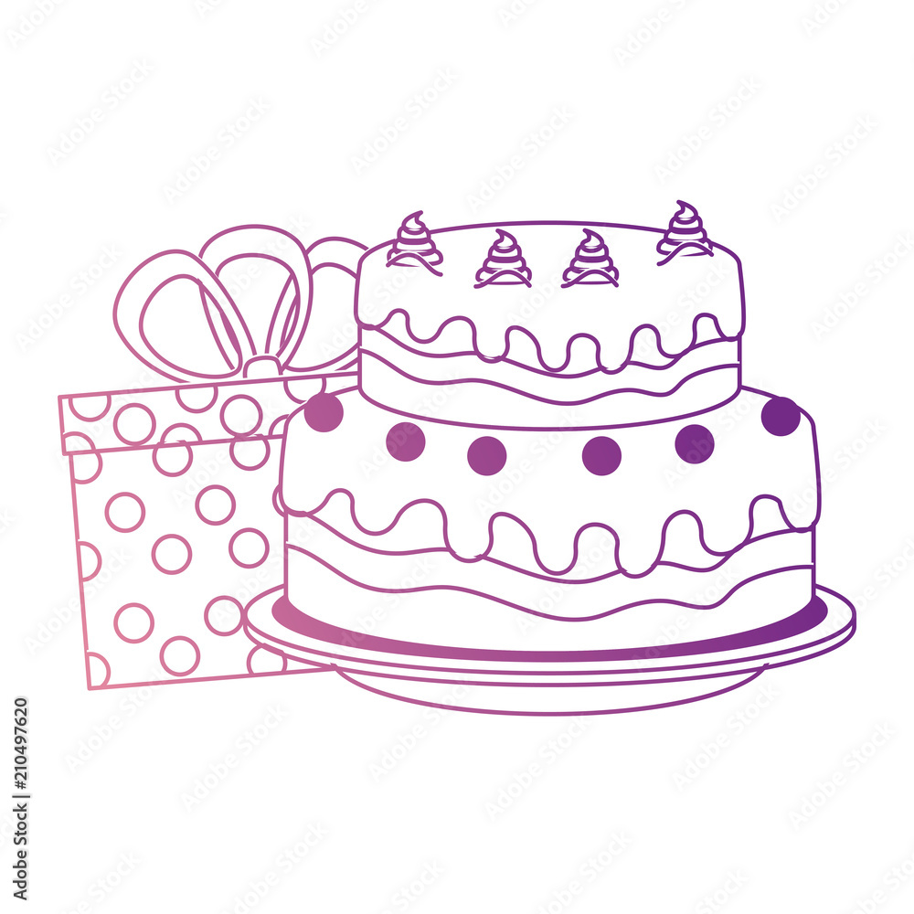 sweet and delicious cake with gifts presents vector illustration design sweet and delicious cake with gifts presents vector illustration design