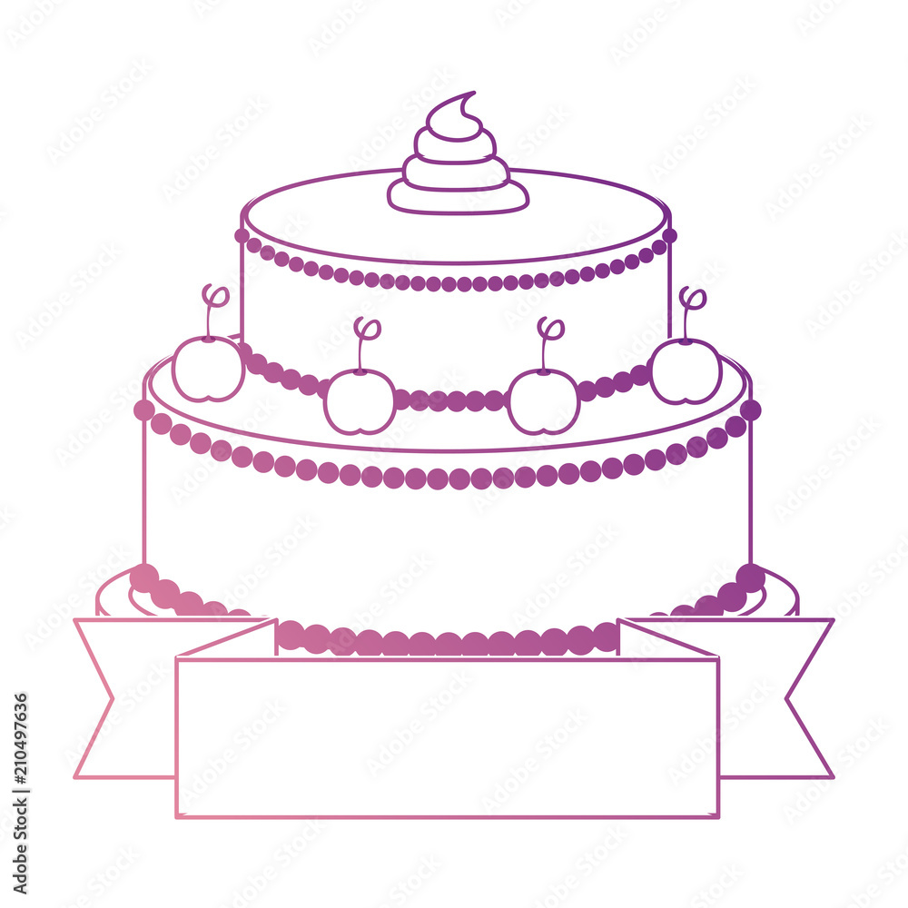 sweet and delicious cake with ribbon vector illustration design sweet and delicious cake with ribbon vector illustration design
