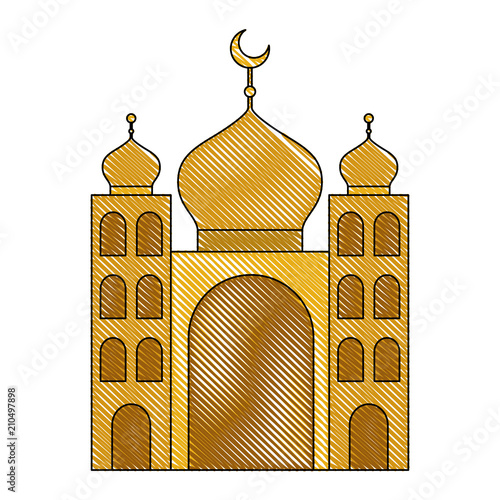 arabic castle tower with moon vector illustration design