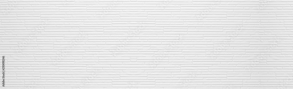 Fototapeta premium Panorama of Modern white stone wall pattern and background