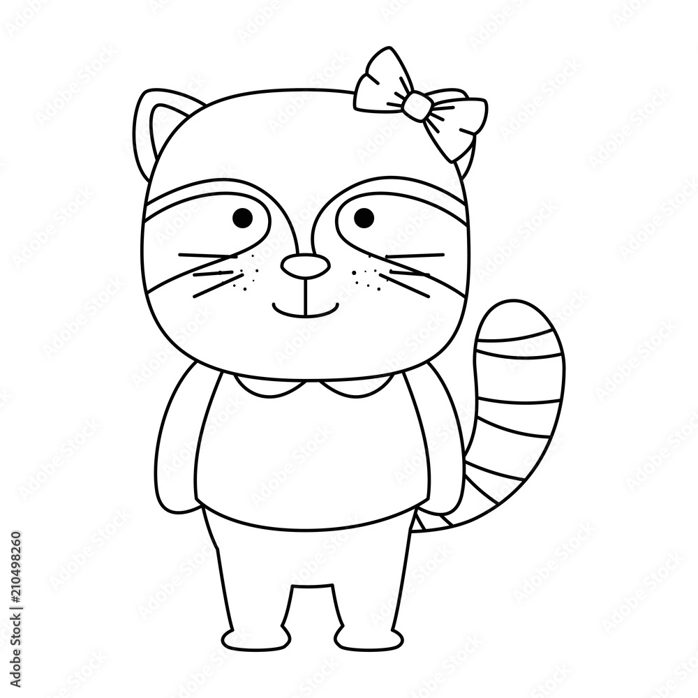 Fototapeta premium cute raccoon female character icon vector illustration design