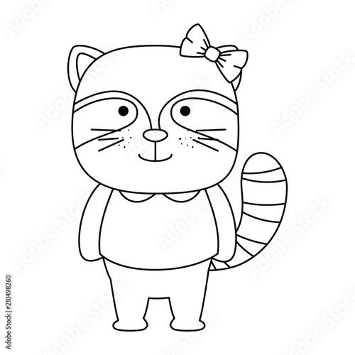 cute raccoon female character icon vector illustration design