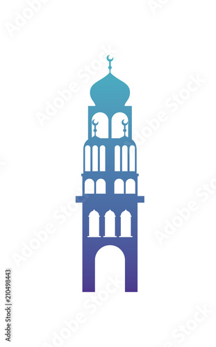 arabic castle tower with moon vector illustration design