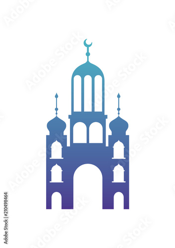 arabic castle tower with moon vector illustration design