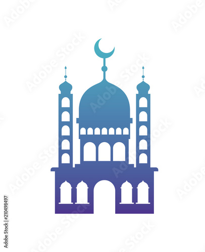 arabic castle tower with moon vector illustration design